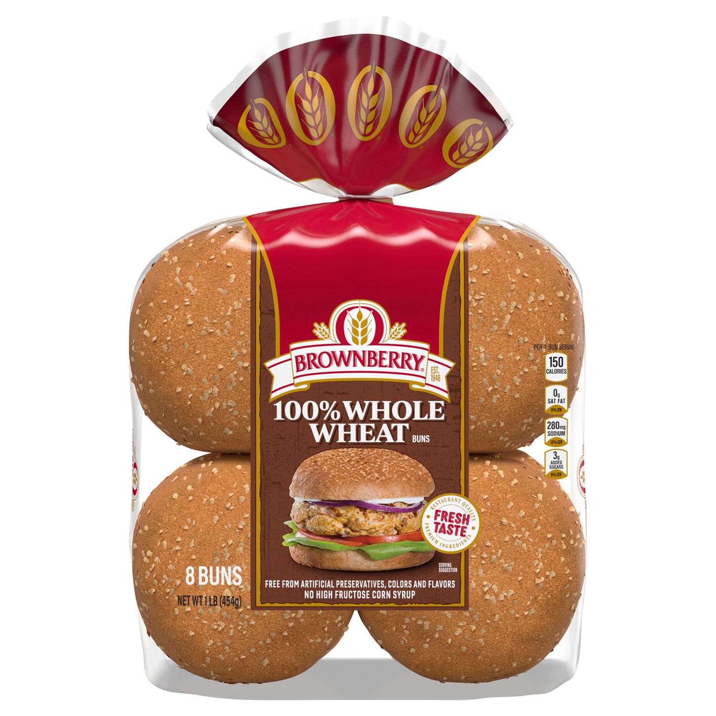 Brownberry Whole Wheat Buns, 8 count, 16 oz