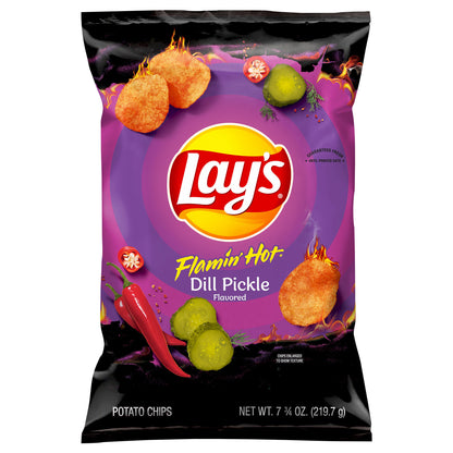 Lay's Potato Chips Flamin' Hot Dill Pickle Flavored 7 3/4 Oz