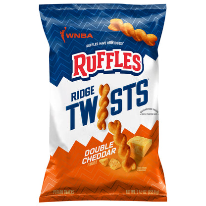 Ruffles Ridge Twists Potato Snacks Double Cheddar Flavored 5 1/2 Oz