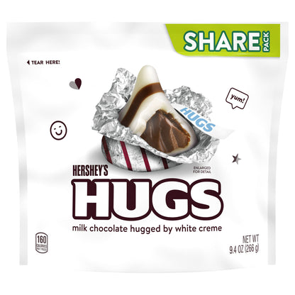 HERSHEY'S HUGS Milk Chocolate and White Creme Candy Share Pack, 9.4 oz