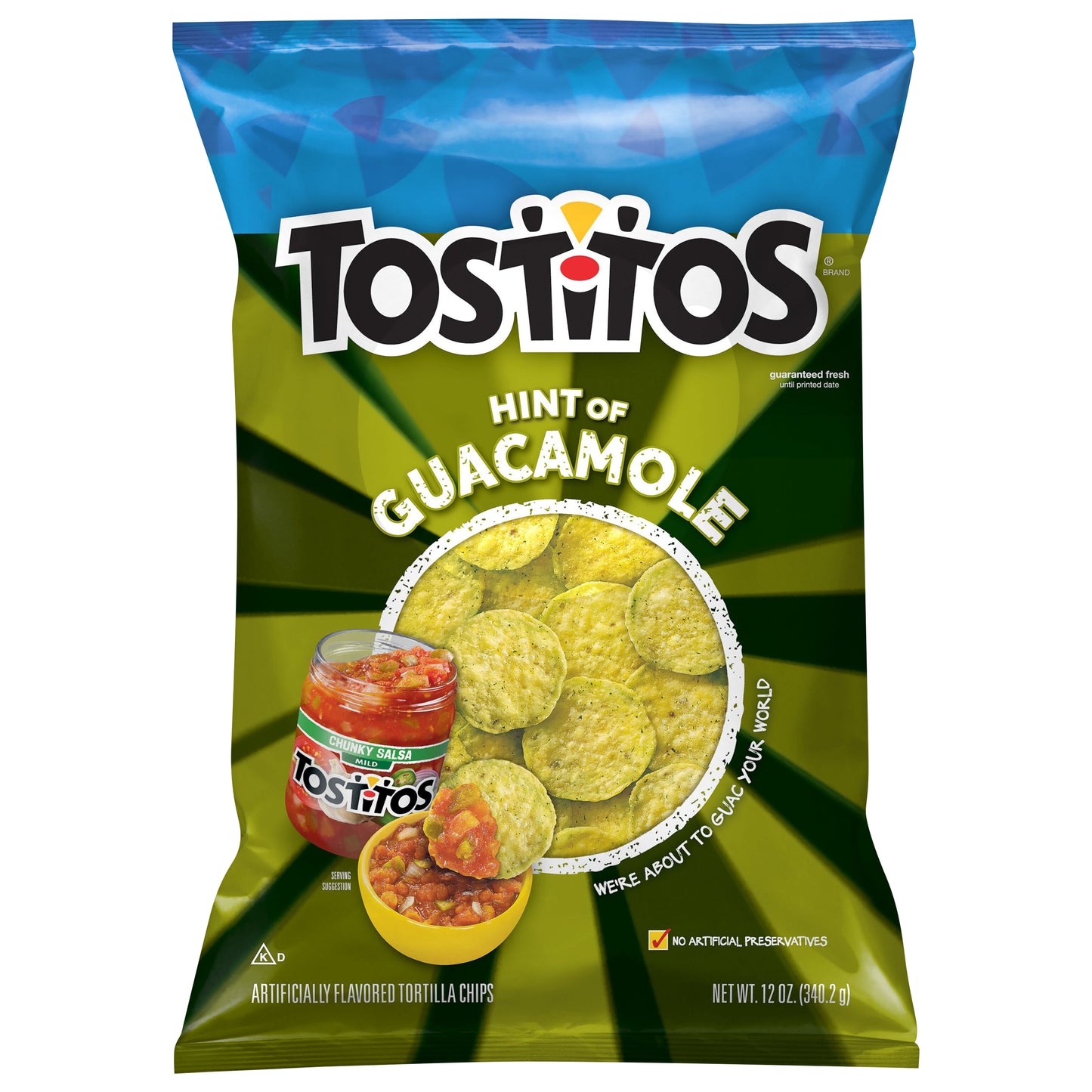 Tostitos Artificially Flavored Tortilla Chips Hint of Guacamole 12 Oz