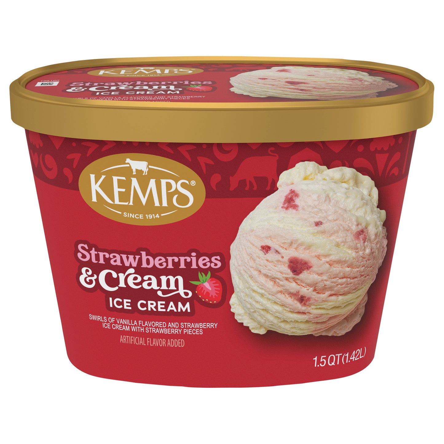 Kemps Strawberries & Cream Ice Cream 1.5 Quart