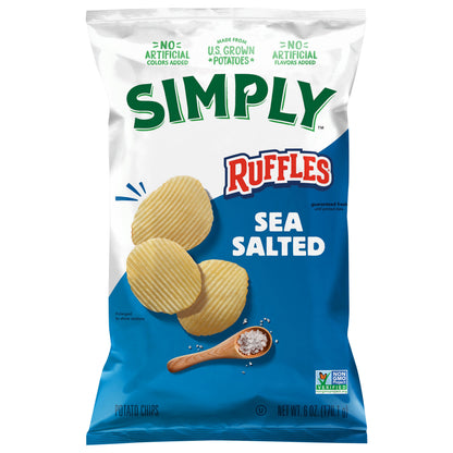 Ruffles Potato Chips Sea Salt, 6 Oz
