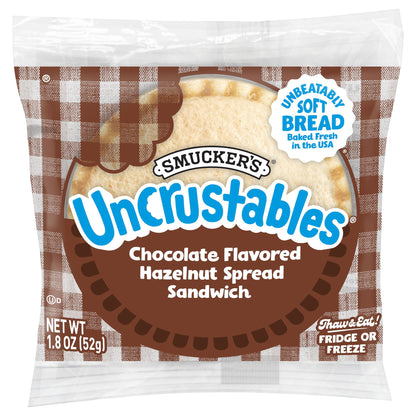 Smucker’s Uncrustables Chocolate Flavored Hazelnut Spread Sandwiches, 1.8 Oz. Each, Frozen