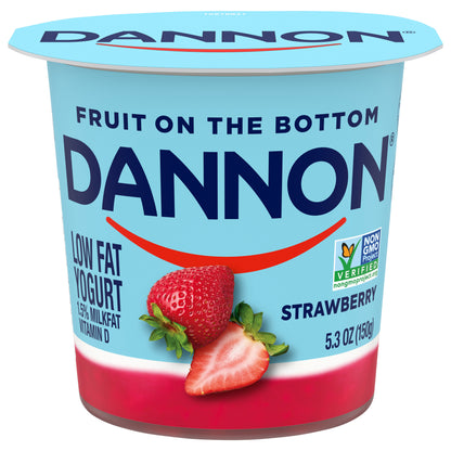 Dannon Fruit on the Bottom Strawberry Low Fat Yogurt 5.3 OZ Container