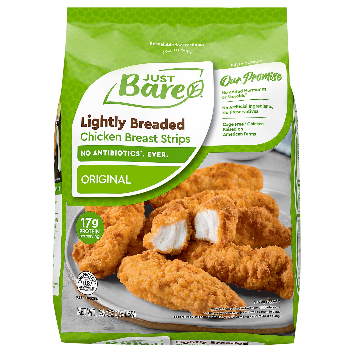 Just Bare Fully Cooked Lightly Breaded Chicken Breast Strips