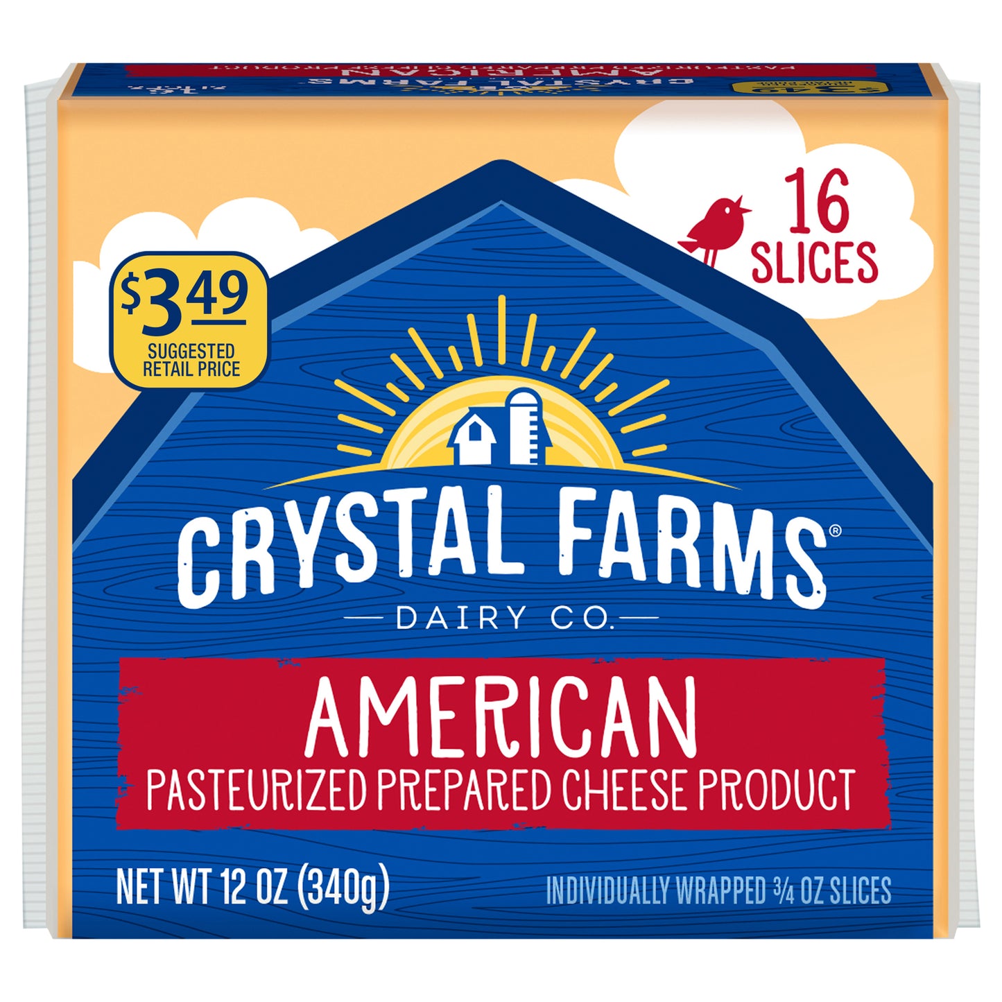 Crystal Farms American Pasteurized Prepared Cheese Product, 12 oz, 16 slices