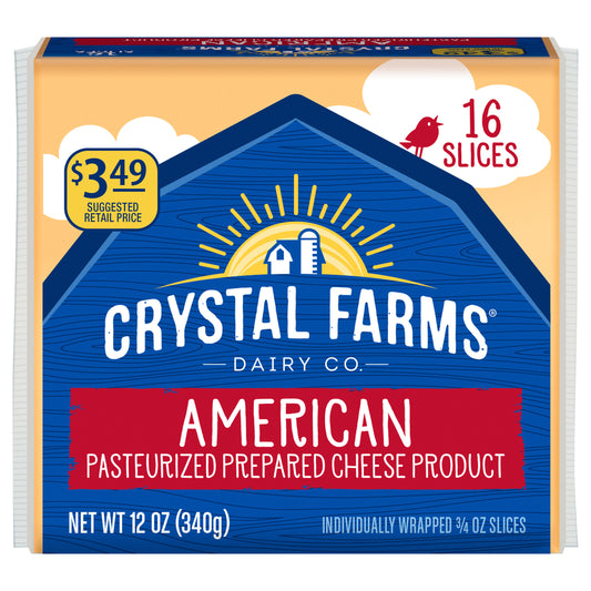 Crystal Farms American Pasteurized Prepared Cheese Product, 12 oz, 16 slices