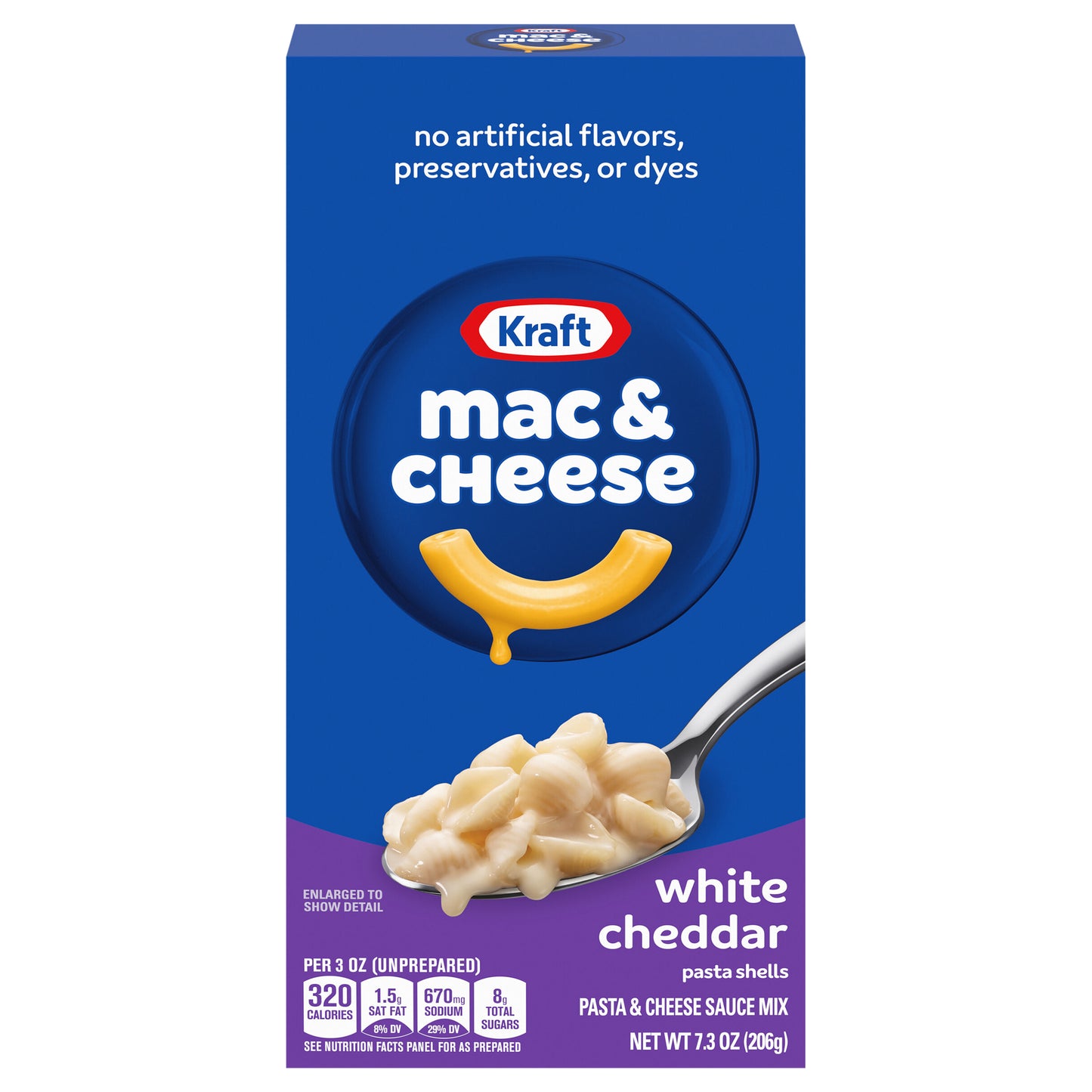 Kraft White Cheddar Mac & Cheese Dinner Pasta Shells, 7.3 oz Box