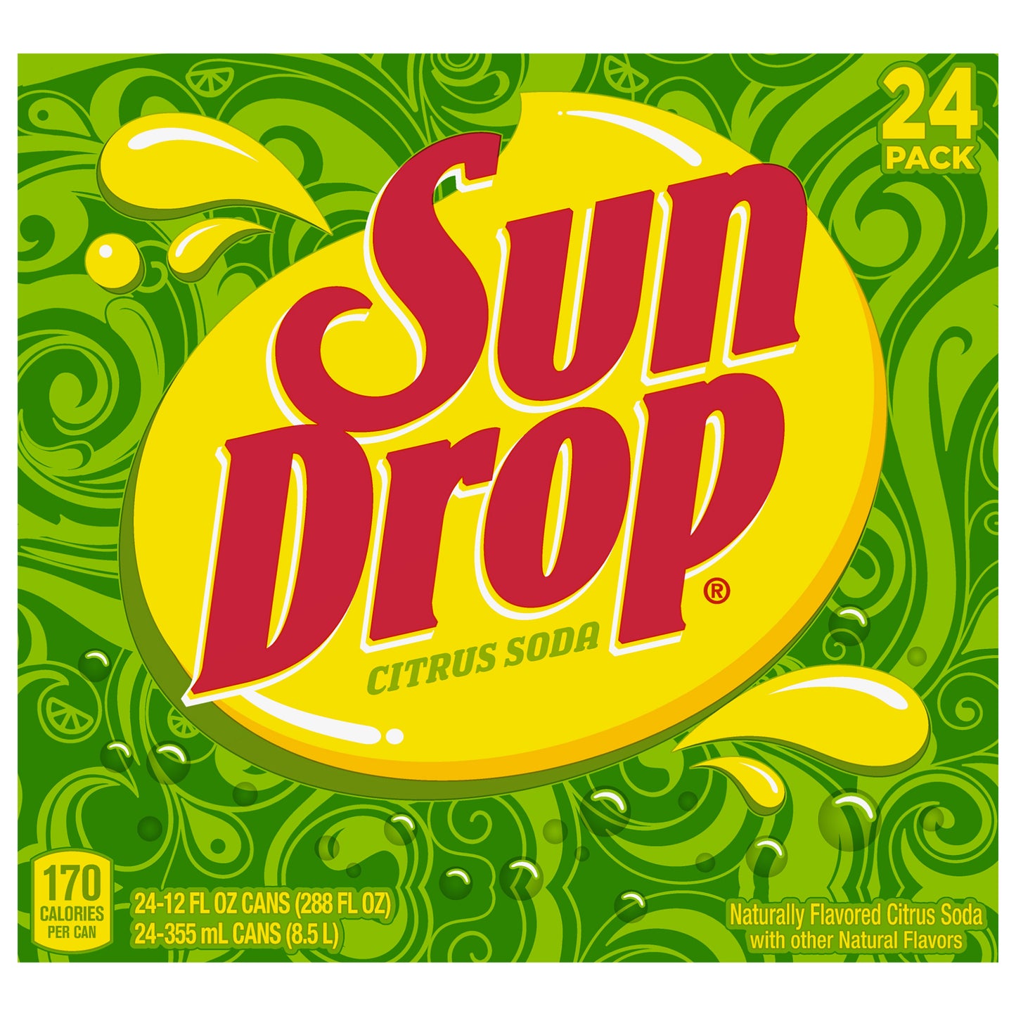 Sun Drop Citrus Soda, 12 fl oz cans, 24 pack