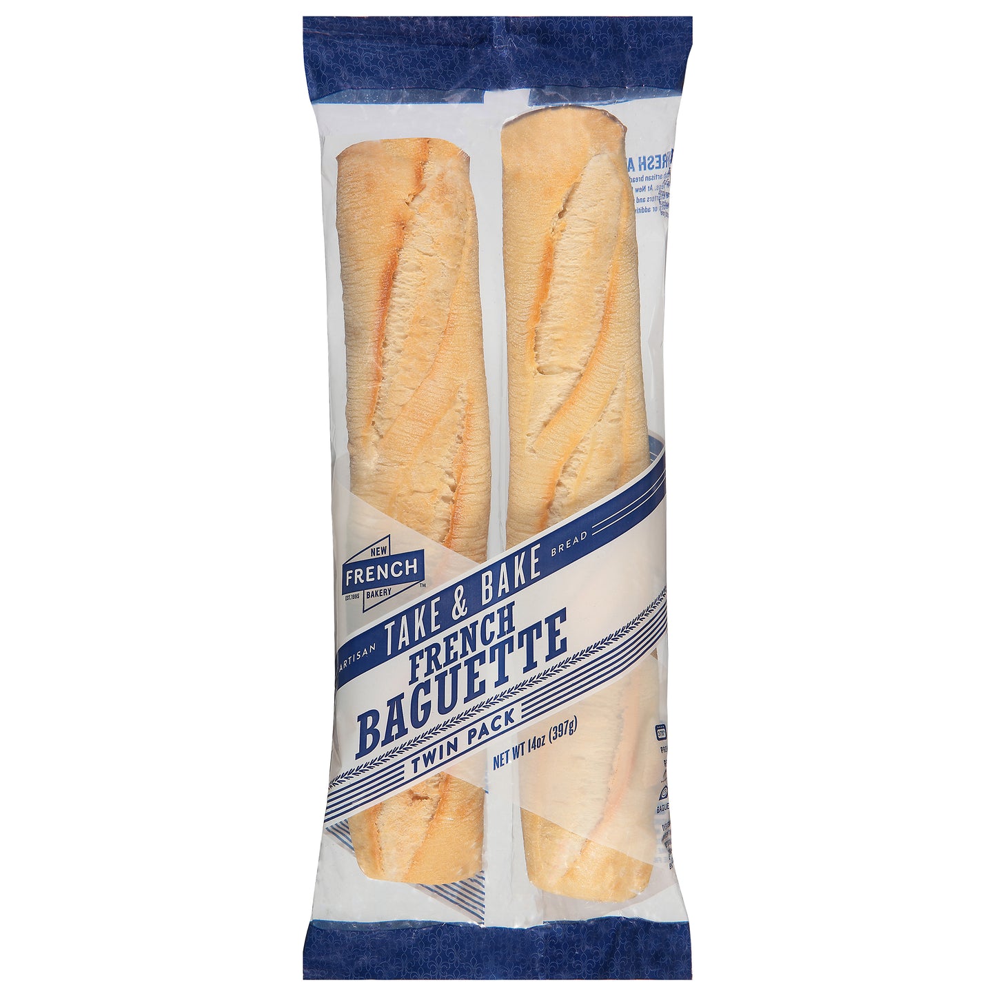 New French Bakery Twin Pack Take & Bake French Baguette Artisan Bread 14 oz Bag