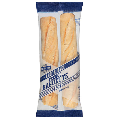 New French Bakery Twin Pack Take & Bake French Baguette Artisan Bread 14 oz Bag