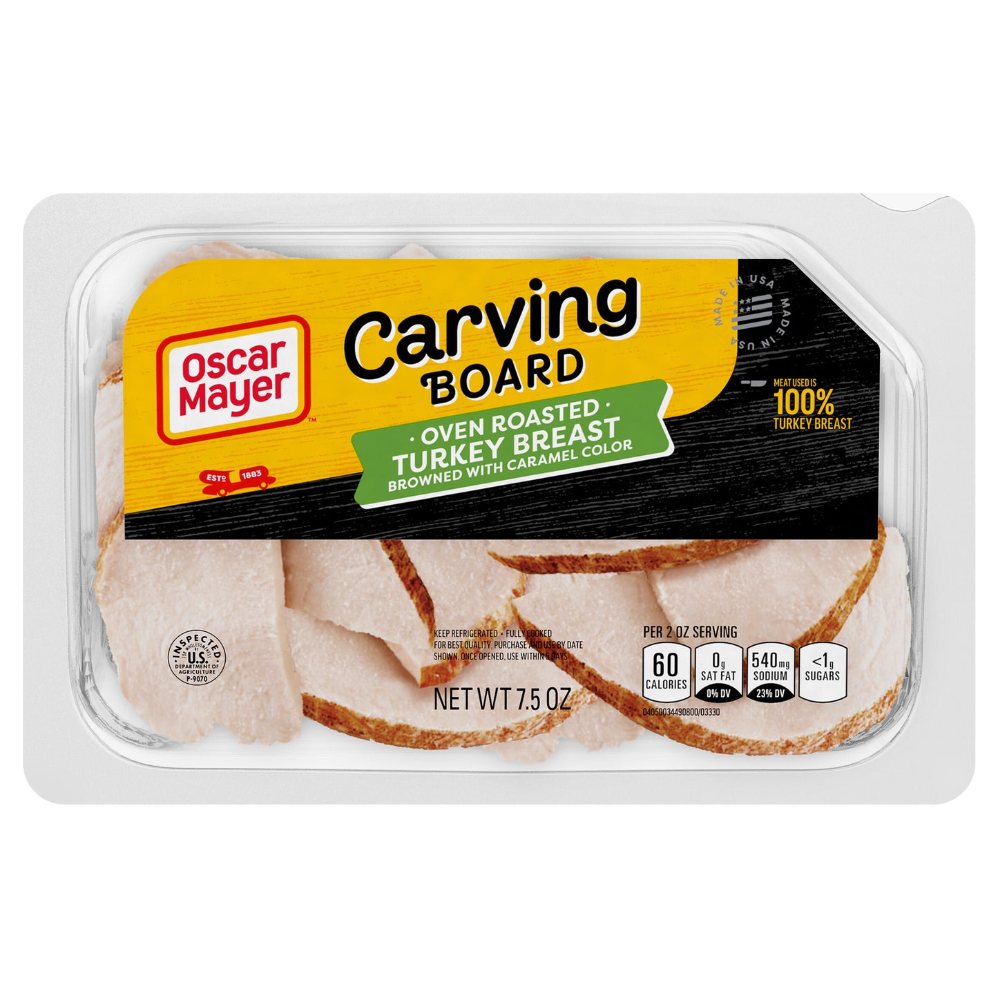 Oscar Mayer Carving Board Oven Roasted Sliced Turkey Breast Deli Lunch Meat, 7.5 oz Package