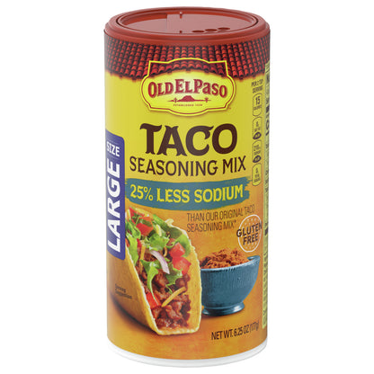 Old El Paso Taco Seasoning, 25% Less Sodium, Large Size, 6.25 oz.