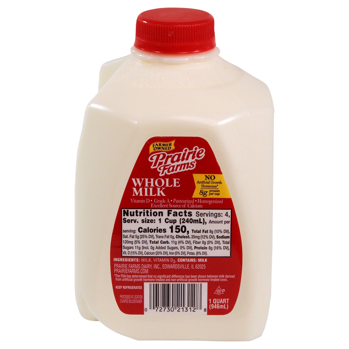 Prairie Farms Whole, Vitamin D Milk, Quart, 32 Fl Oz