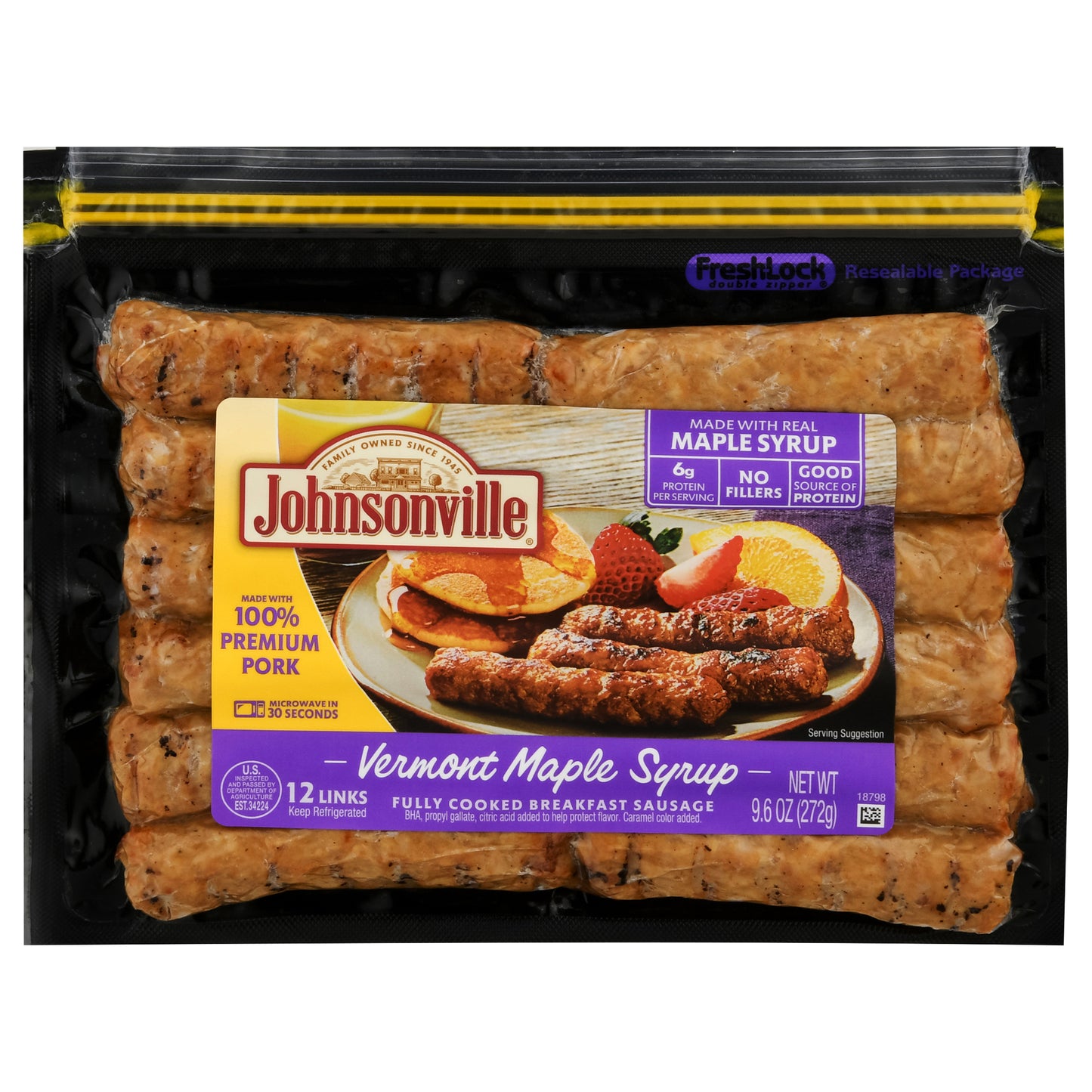 Johnsonville Fully Cooked Vermont Maple Syrup Breakfast Sausage 12 ea