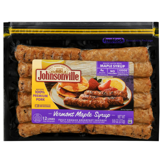 Johnsonville Fully Cooked Vermont Maple Syrup Breakfast Sausage 12 ea