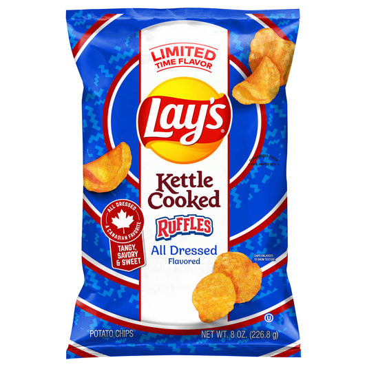 Lay's Ruffles Kettle Cooked All Dressed Flavored Potato Chips 8 oz