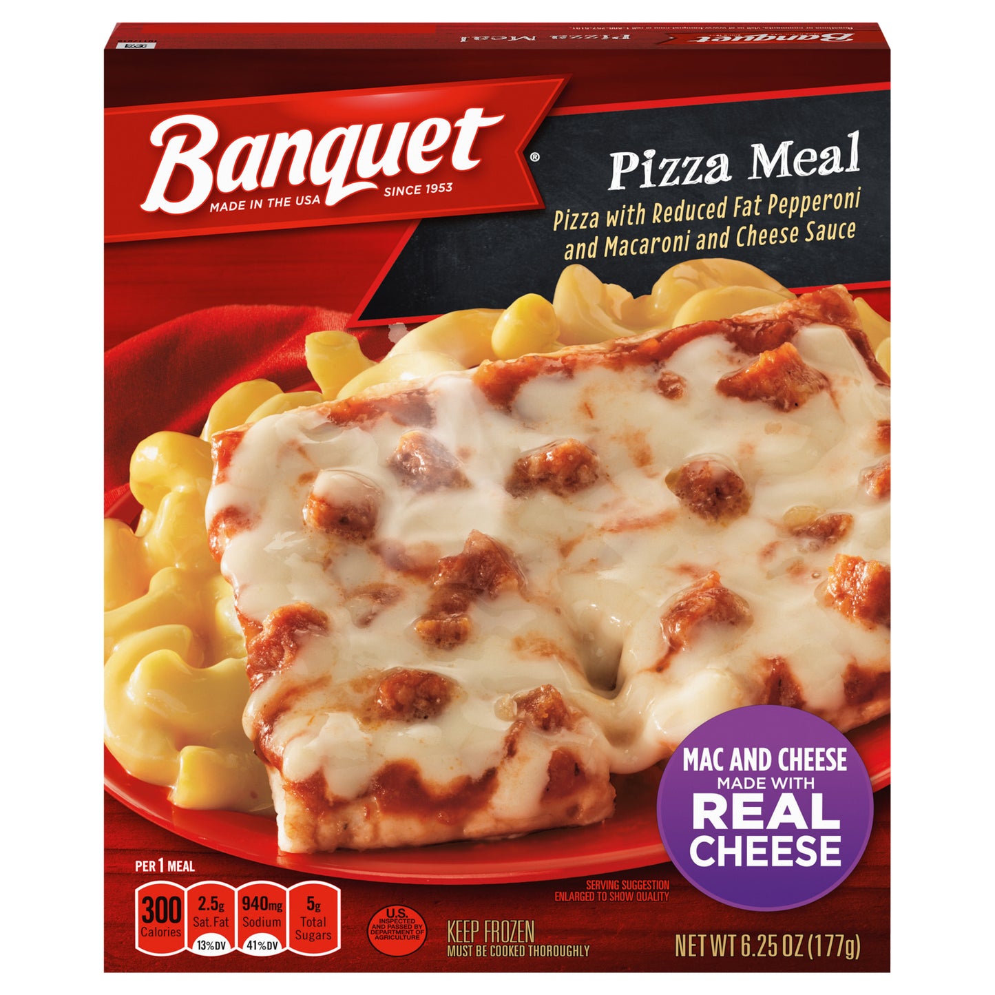 Banquet Basic Pizza with Reduced Fat Pepperoni Frozen Single Serve Meal, 6.25 Ounce