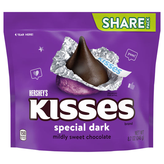 HERSHEY'S KISSES SPECIAL DARK Mildly Sweet Chocolate Candy Share Pack, 8.7 oz