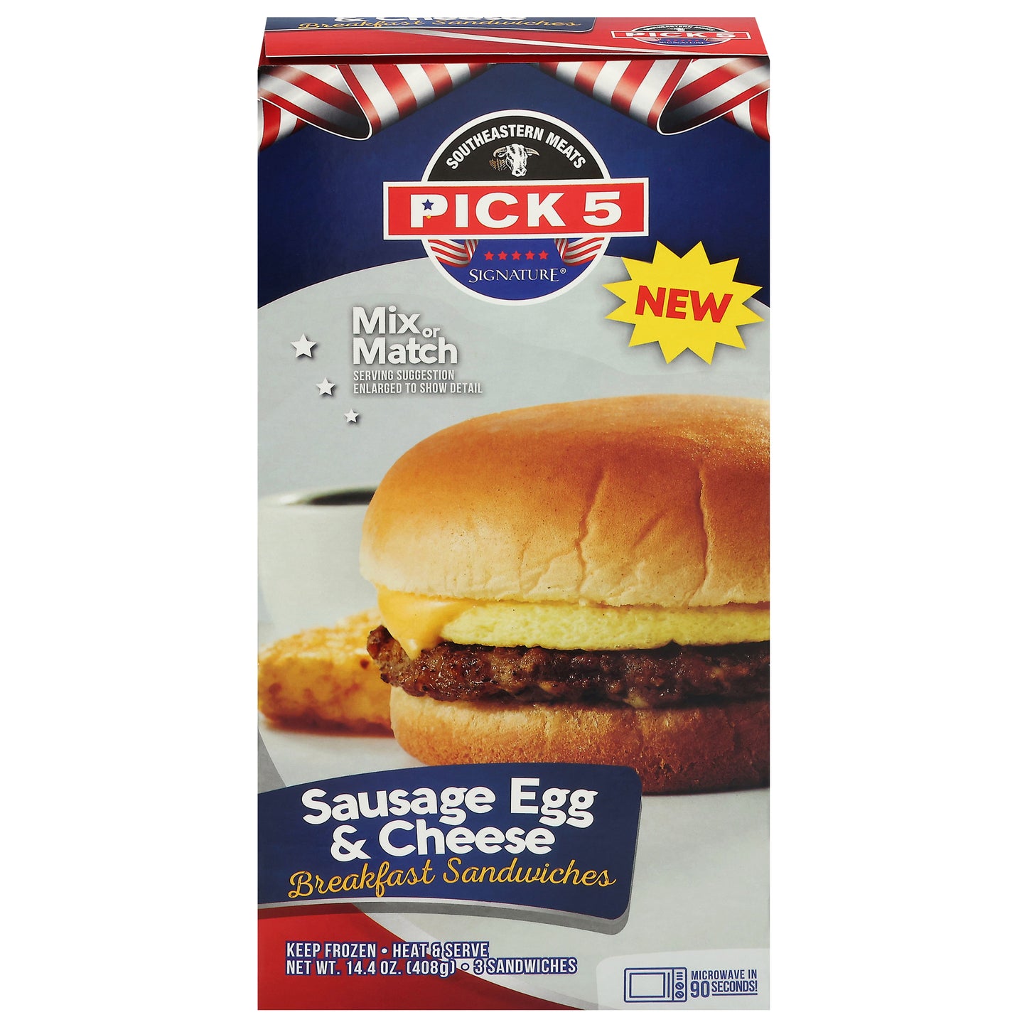 Pick 5 Signature Sausage Egg & Cheese Breakfast Sandwiches 3 Each