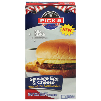 Pick 5 Signature Sausage Egg & Cheese Breakfast Sandwiches 3 Each