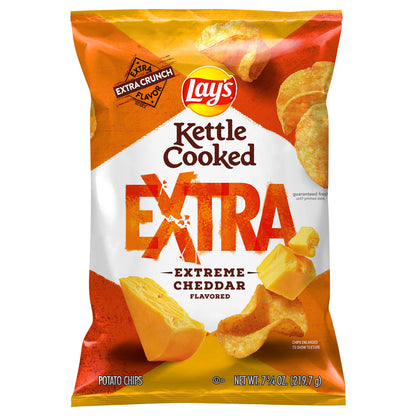 Lay's Kettle Cooked Potato Chips Extra Extreme Cheddar Flavored 7 3/4 Oz