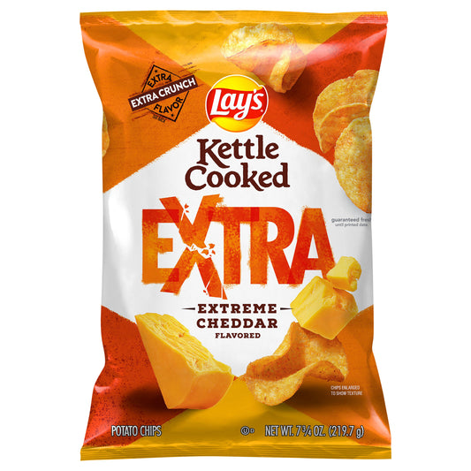 Lay's Kettle Cooked Potato Chips Extra Extreme Cheddar Flavored 7 3/4 Oz