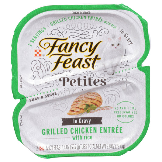 Fancy Feast Petites In Gravy Grilled Chicken Entree with Rice Gourmet Cat Food 2 - 1.4 oz Tubs