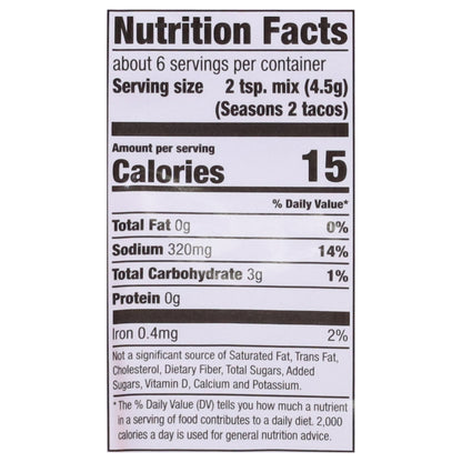 McCormick Mild Taco Seasoning Mix 1 oz - MILD TACO 30% LESS SODIUM