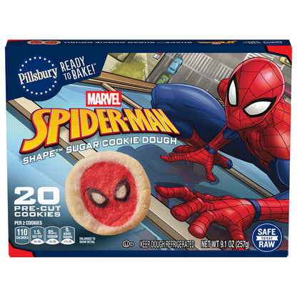 Pillsbury Ready to Bake! Marvel Spider-Man Shape Sugar Cookie Dough, 20 Pre-Cut Cookies, 9.1 oz
