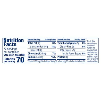 Crystal Farms Pasteurized Process American Cheese, 48 oz, 72 slices