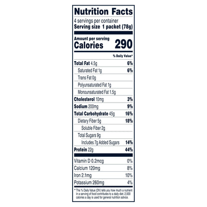 Quaker High Protein Instant Oatmeal Banana & Chocolate, 2.75 Oz X 4