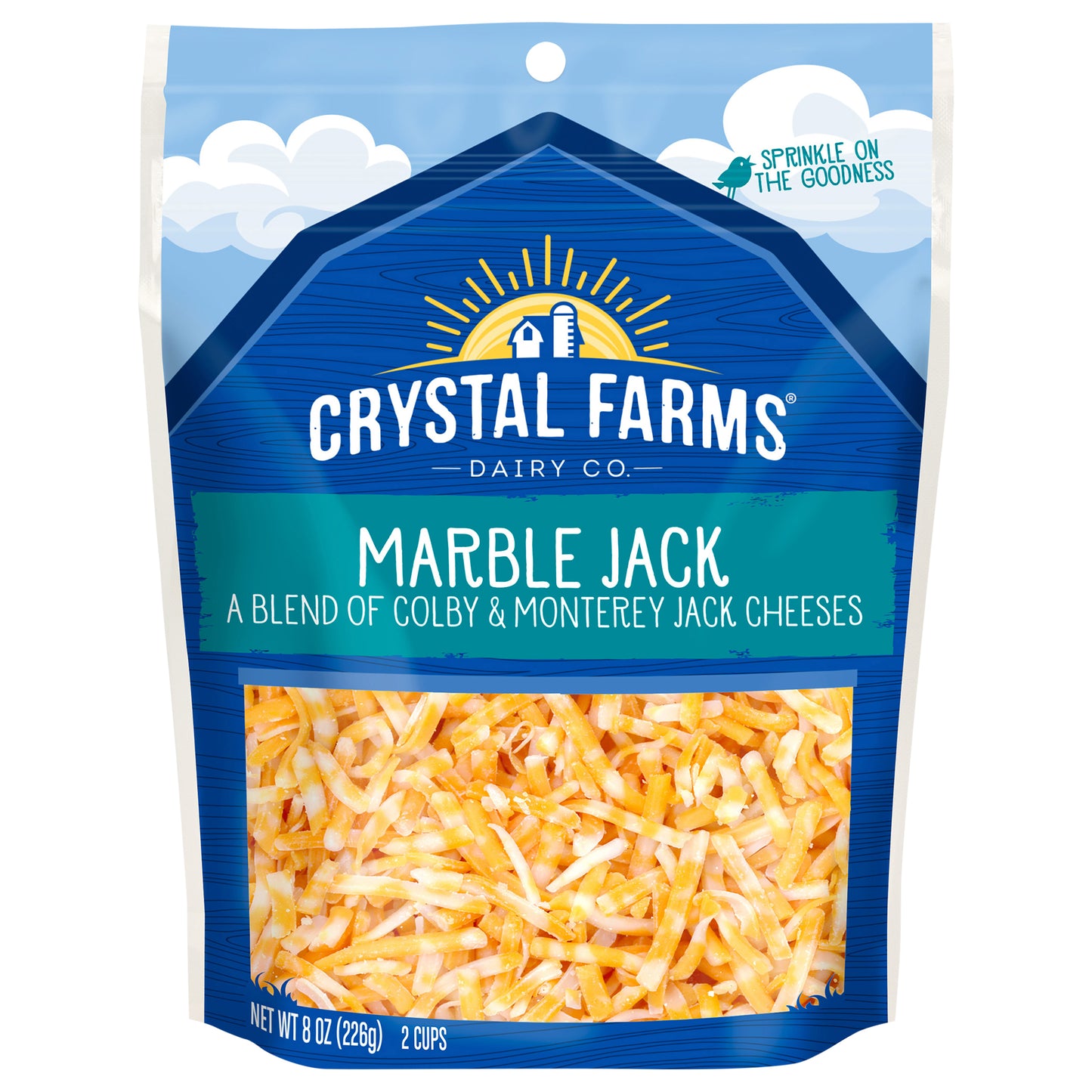 Crystal Farms Shredded Marble Jack Cheese, 8 oz