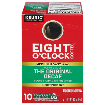 Eight O'Clock Coffee Decaffeinated Medium Roast The Original Coffee 10 K-Cup Pods