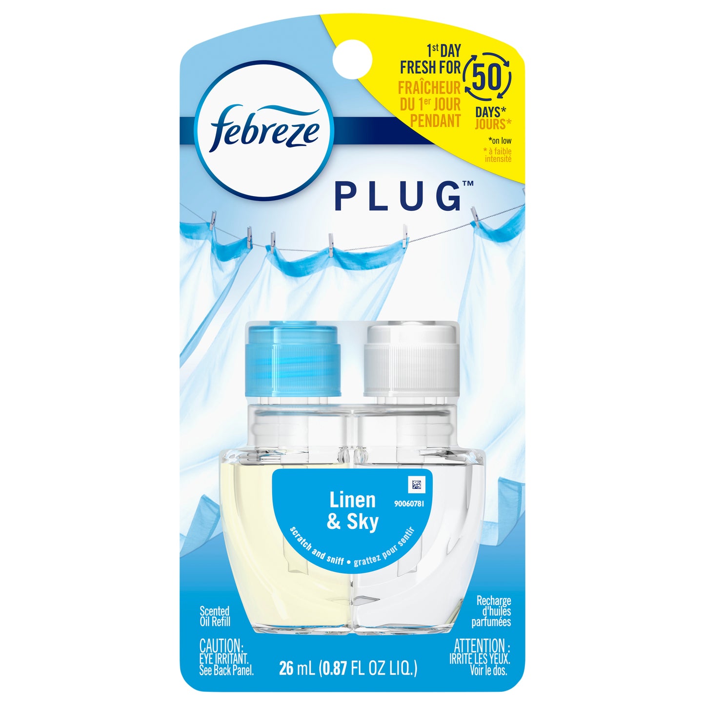 Febreze Plug In Air Freshener, Odor-Fighting Scented Oil Refill, Linen & Sky Scent, 1 Refills