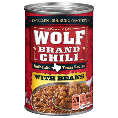 WOLF BRAND Chili With Beans, 15 oz.