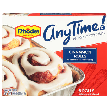 Rhodes AnyTime! Cinnamon Rolls with Cream Cheese Frosting 6 Ea