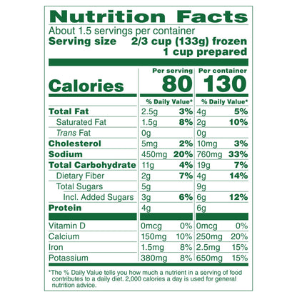 Green Giant Simply Steam Creamed Spinach, Sauced Frozen Vegetables, 8 OZ