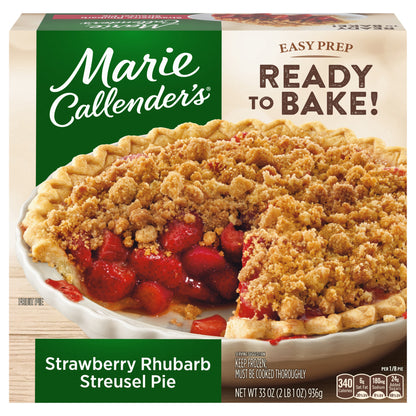 Marie Callender's Strawberry Rhubarb Streusel Pie, Ready to Bake Frozen Dessert, 33 oz.