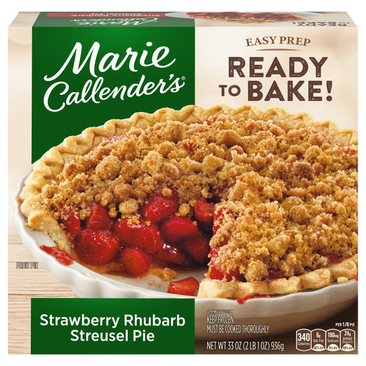 Marie Callender's Strawberry Rhubarb Streusel Pie, Ready to Bake Frozen Dessert, 33 oz.