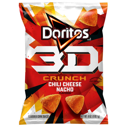 Doritos 3D Crunch Flavored Corn Snacks Chili Cheese Nacho Flavored 6 Oz