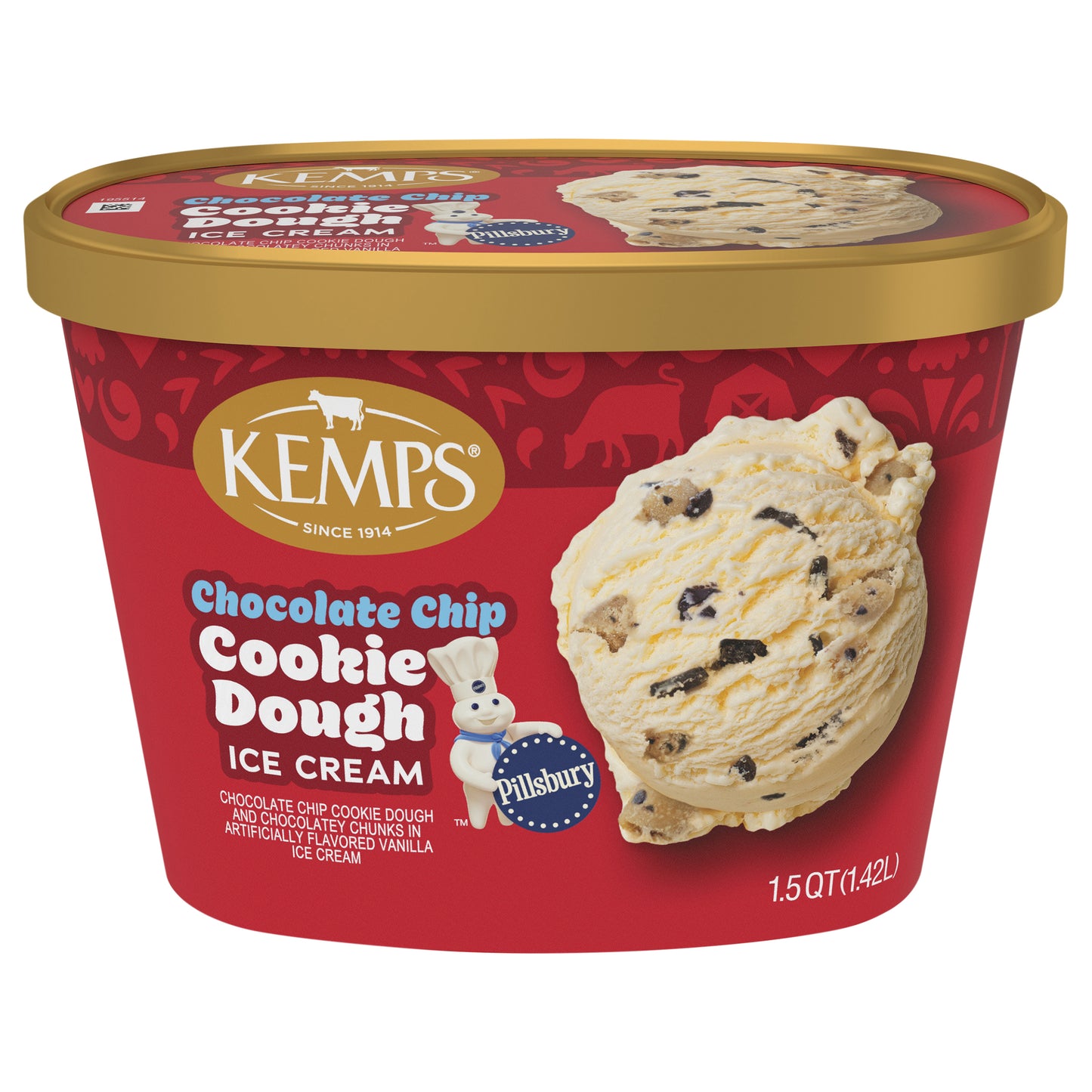 Kemps Chocolate Chip Cookie Dough Ice Cream 1.5 Quart