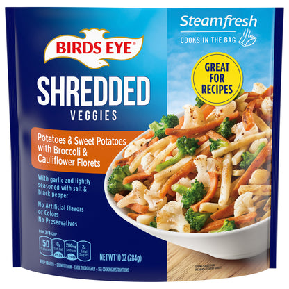 Birds Eye Steamfresh Shredded Potatoes & Sweet Potatoes with Broccoli & Cauliflower Florets, Frozen Vegetables, 10 OZ Bag