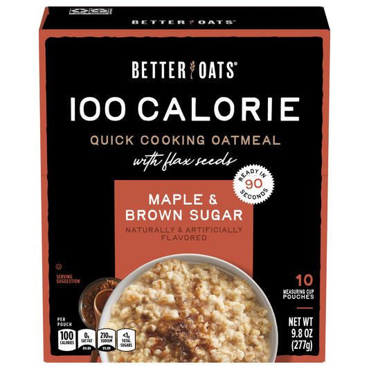 Better Oats 100 Calorie Quick Cooking Maple & Brown Sugar Oatmeal with Flax Seeds 10 ea