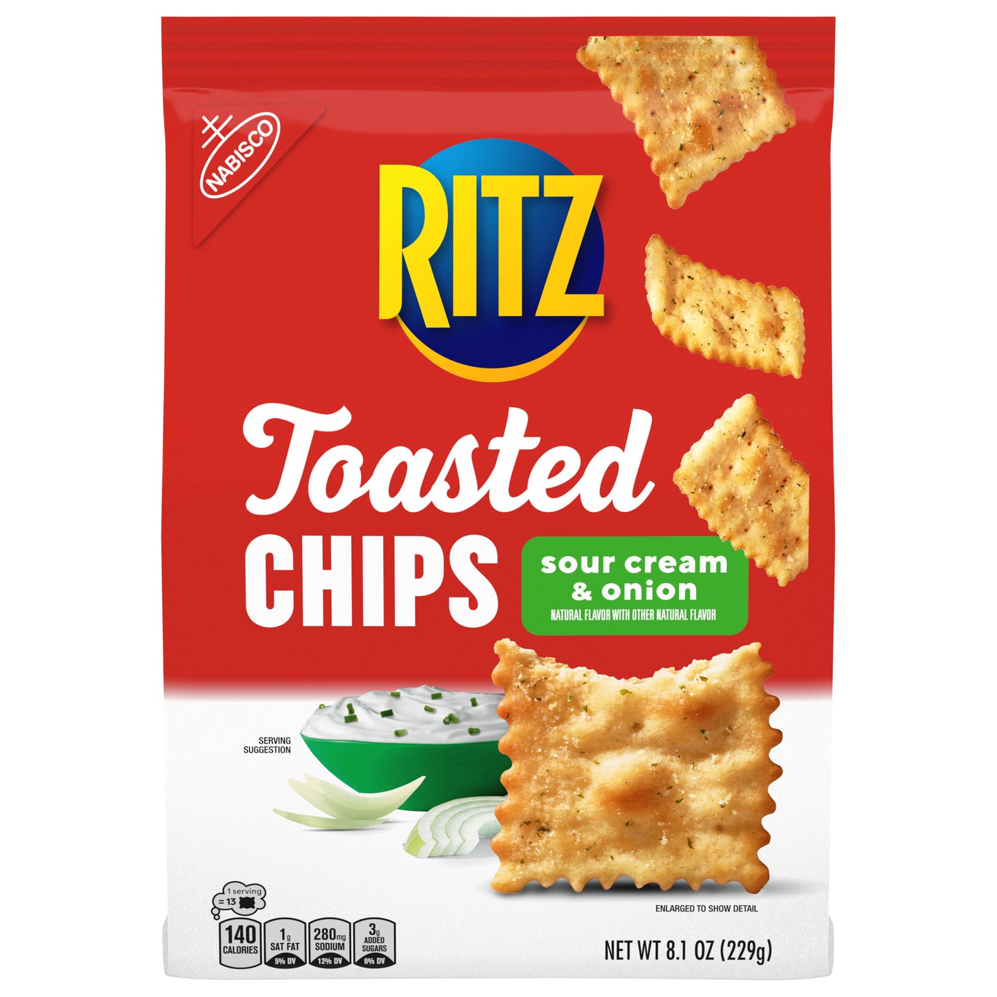 RITZ Toasted Chips Sour Cream and Onion Crackers, 8.1 oz