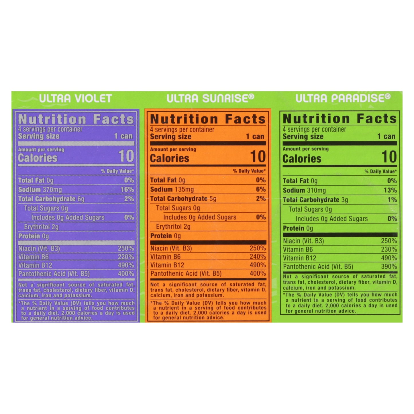 Monster Energy Zero Sugar Ultra Violet/Ultra Sunrise/Ultra Paradise Energy Drink 12 Pack Variety Pack 12 - 16 fl oz Cans