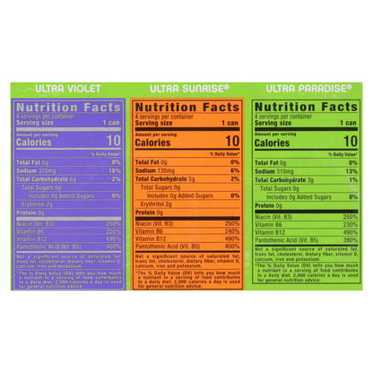 Monster Energy Zero Sugar Ultra Violet/Ultra Sunrise/Ultra Paradise Energy Drink 12 Pack Variety Pack 12 - 16 fl oz Cans