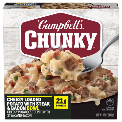 Campbell's® Chunky® Cheesy Loaded Potato Bowl with Steak and Bacon Bowl Frozen Meal, 12 Oz