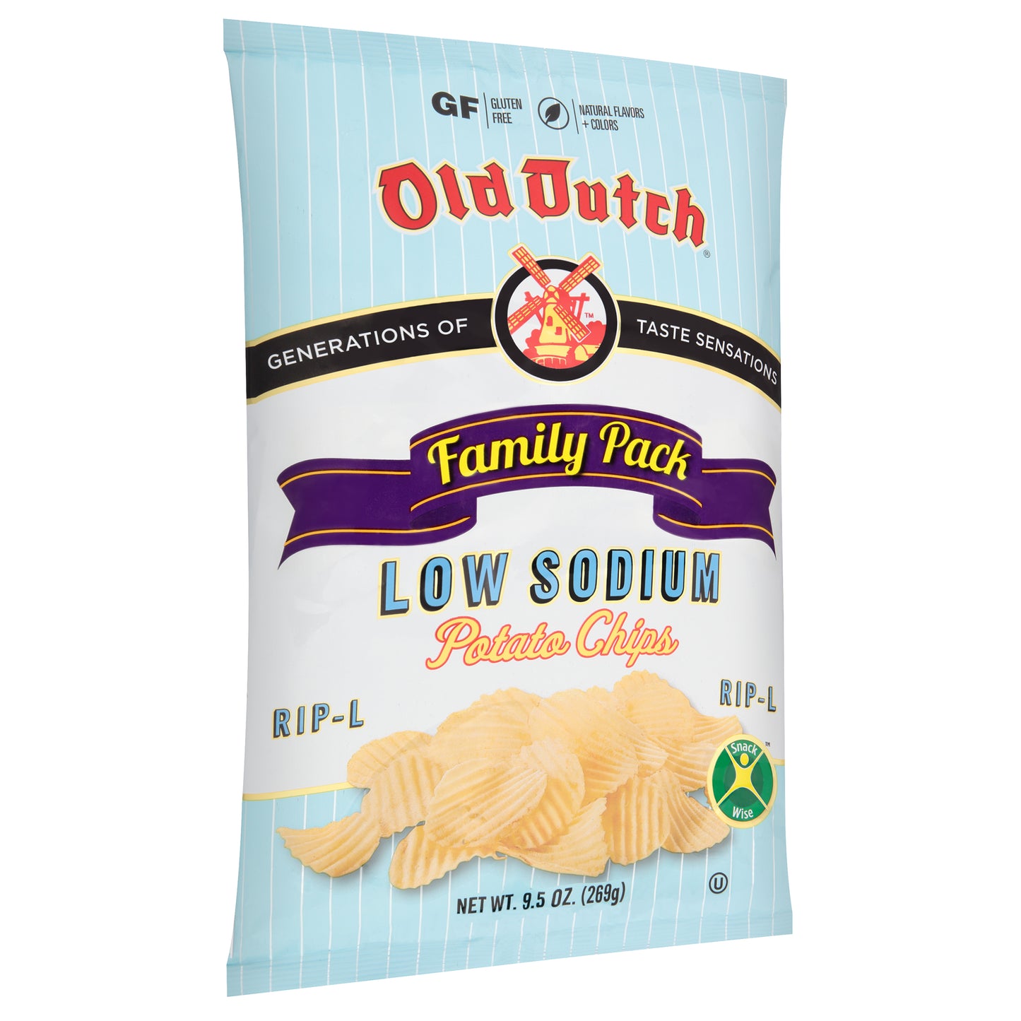 Old Dutch Family Pack Low Sodium Rip-L Potato Chips 9.5 oz